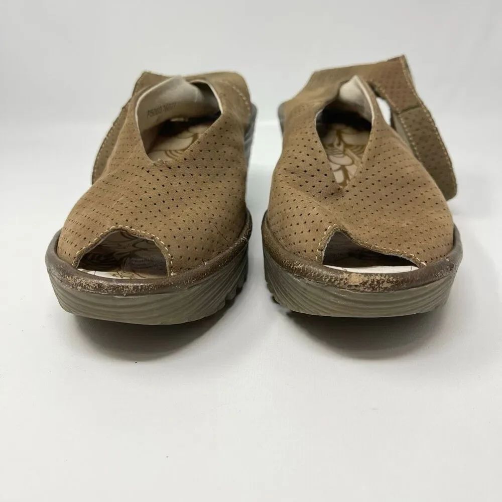 Fly London Yala Perforated Wedge Sandal Beige Women’s Size Us 9 EU 40 - Picture 3 of 11
